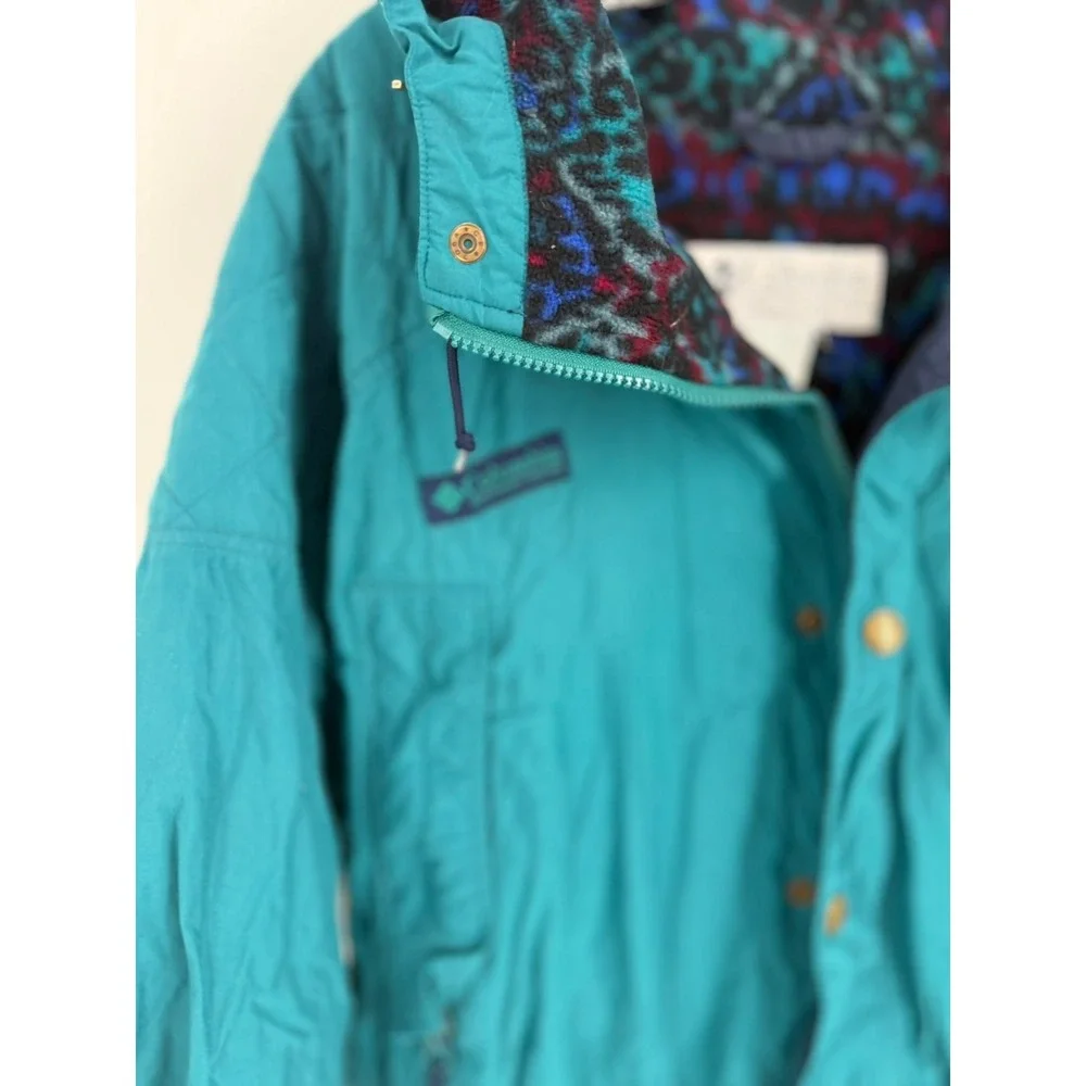 Columbia Parka Jacket Vintage 90s Hooded Fleece Lined Mens Large‎ Teal